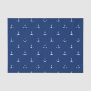 Papel De Seda Âncoras no Tema Náutico do Fundo Azul-Marinho