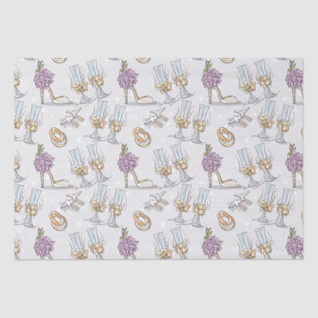 Papel De Seda Anéis De Casamento E Champanhe (Frente )