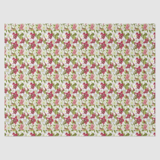 Papel De Seda Anêmonas de Natal - Floral de Hellebores Pintadas (Frente )
