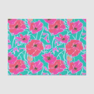 Papel De Seda Anemone Painting Pink & Aqua Floral