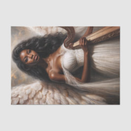 Papel De Seda Angel Black Woman Segurando Harp
