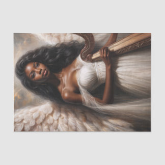 Papel De Seda Angel Black Woman Segurando Harp