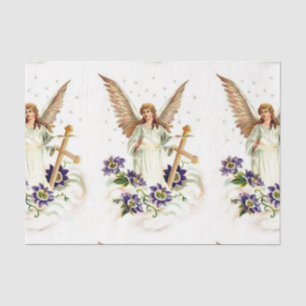 Papel De Seda Angel Com Flores De Cruz E Clematis