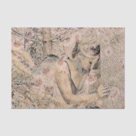 Papel De Seda Angel Elegant Boho Floral Antiquado Sepia