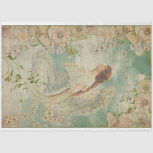 Papel De Seda Angel White Flowers Blue Sky
