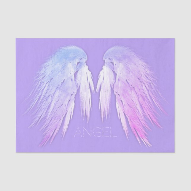 Papel De Seda ANGEL WINGS Fairy Purple Custom Name (Frente )