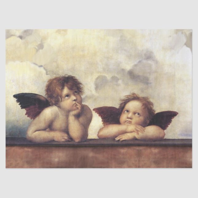 Papel De Seda ANGELS/Cherubs alados, Nuvens Raffaello Sanzio (Frente )