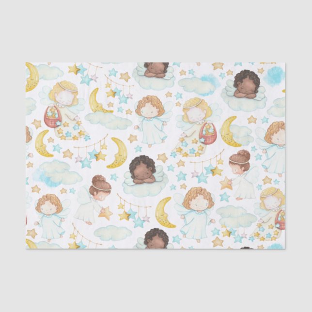 Papel De Seda Ângulos Adoráveis e Estrelas - Arte de Aquarela (Frente )