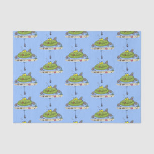 Papel De Seda Animação de peixe verde esfomeado e gordo