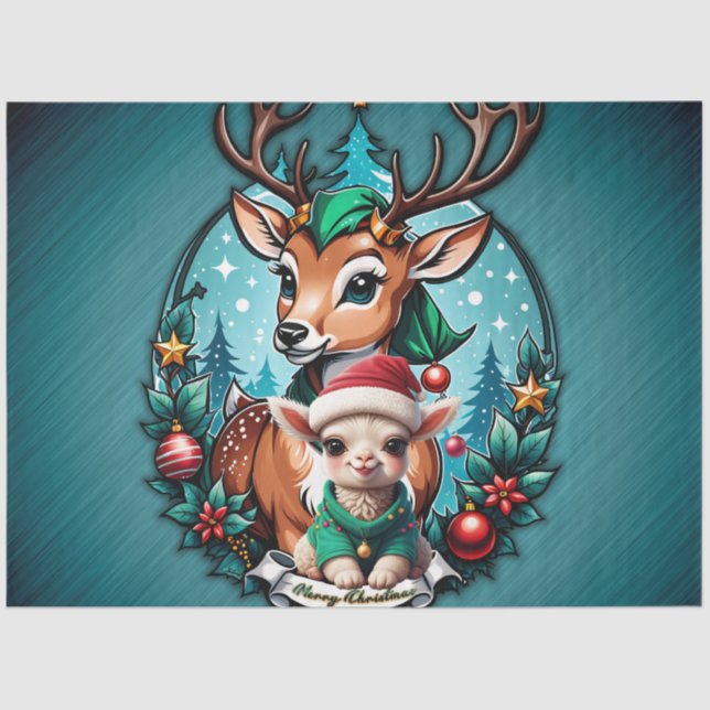 Papel De Seda Animada e convidativa ilustração de Natal (Frente )