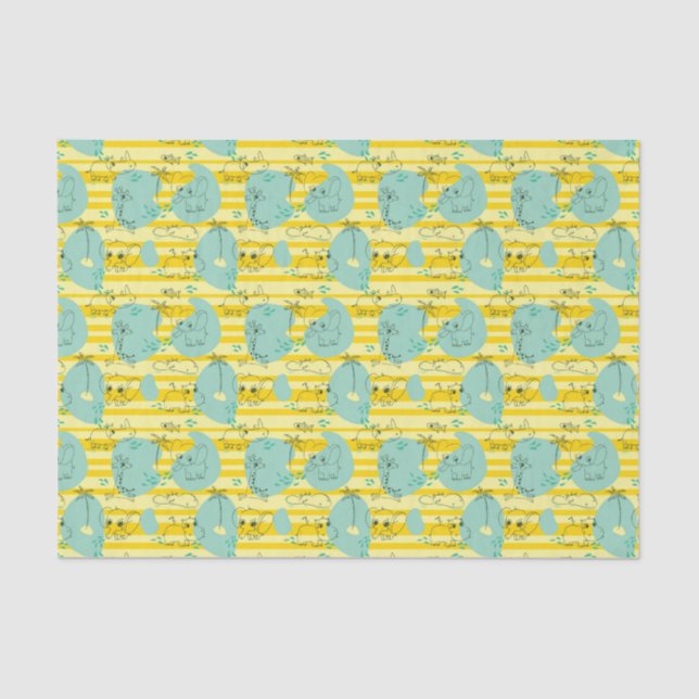 Papel De Seda Animais bonitos que jogam com água 2 (Frente )