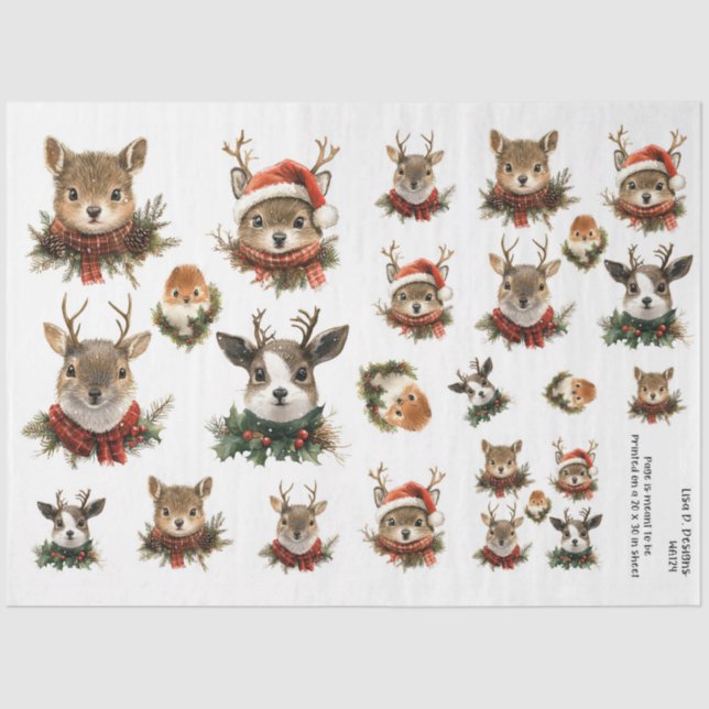 Papel De Seda Animais da Floresta Natal (Frente )