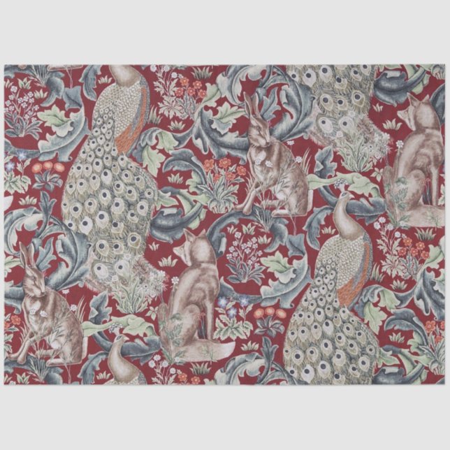 Papel De Seda Animais da Floresta, William Morris (Frente )