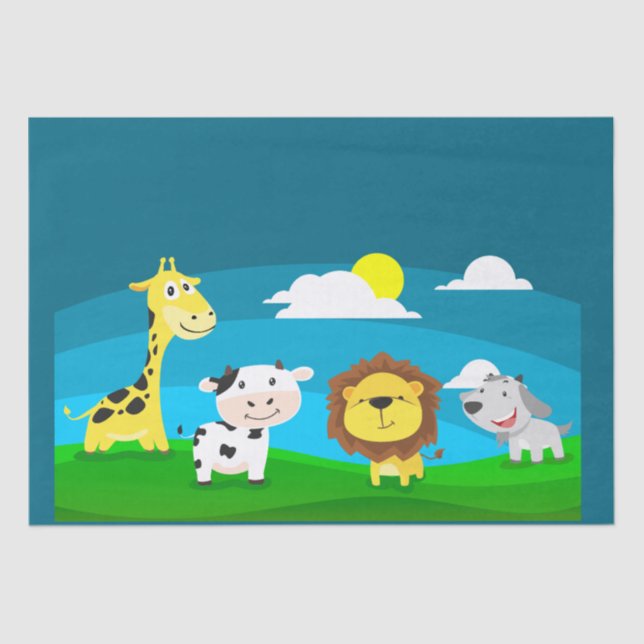 Papel De Seda Animais de desenho animado     (Frente )