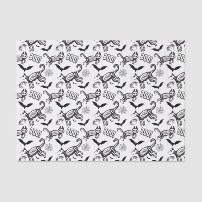 Papel De Seda Animais de Esqueleto Branco (Frente )