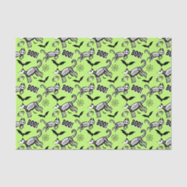 Papel De Seda Animais de Esqueleto Verde