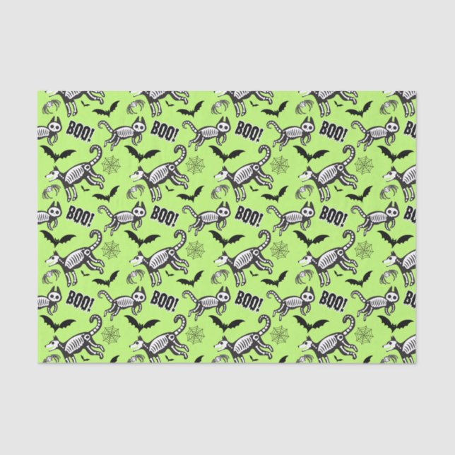 Papel De Seda Animais de Esqueleto Verde (Frente )