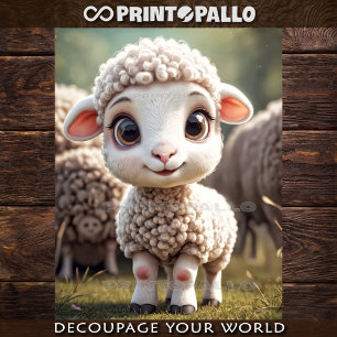 Papel De Seda Animais de Fazenda Bebês: o cordeiro