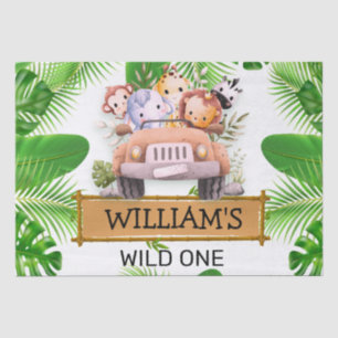 Papel De Seda Animais de Safari Aniversário Selvagem Um