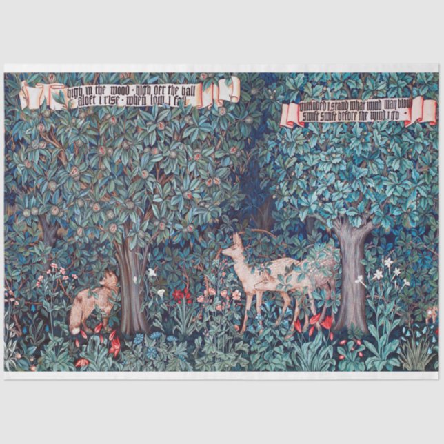 Papel De Seda Animais na Floresta, William Morris (Frente )
