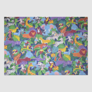 Papel De Seda Animais Safari Animados