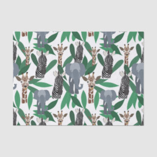 Papel De Seda Animais Safari do Elefante Girafa-Zebra Selva