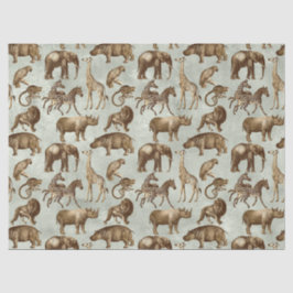 Papel De Seda Animais Safari na Decoupage Verde-Luz