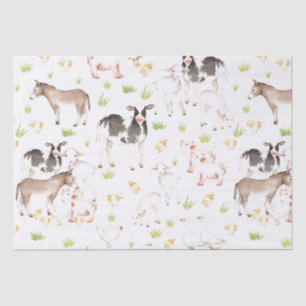 Papel De Seda Animais tirados mão da aguarela na fazenda