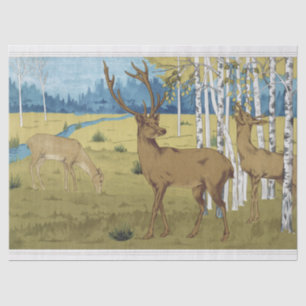 Papel De Seda Animal Elegant Deer Art Nouveau Willife