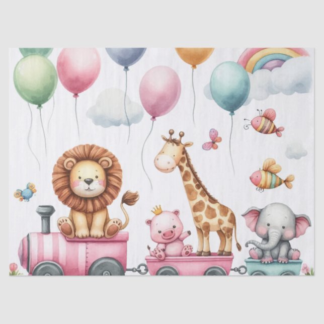 Papel De Seda Animals pink birthday Large Gift Bag  (Frente )