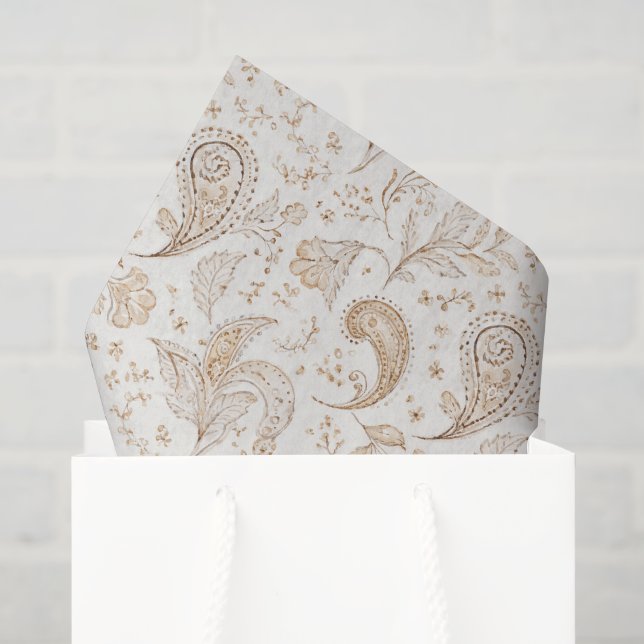 Papel De Seda Aniversário Boêmio Boho Marrom Creme (Sacola de presentes)