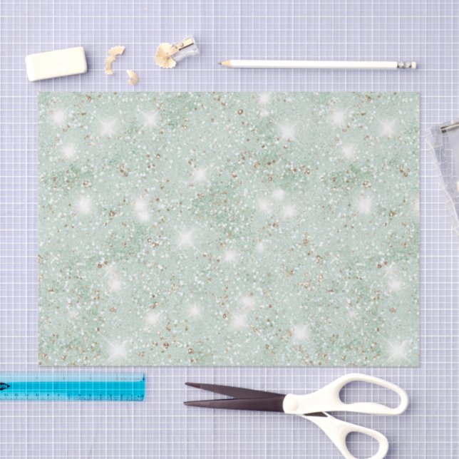 Papel De Seda Aniversário Brilho Falso Verde Menta (Arte )