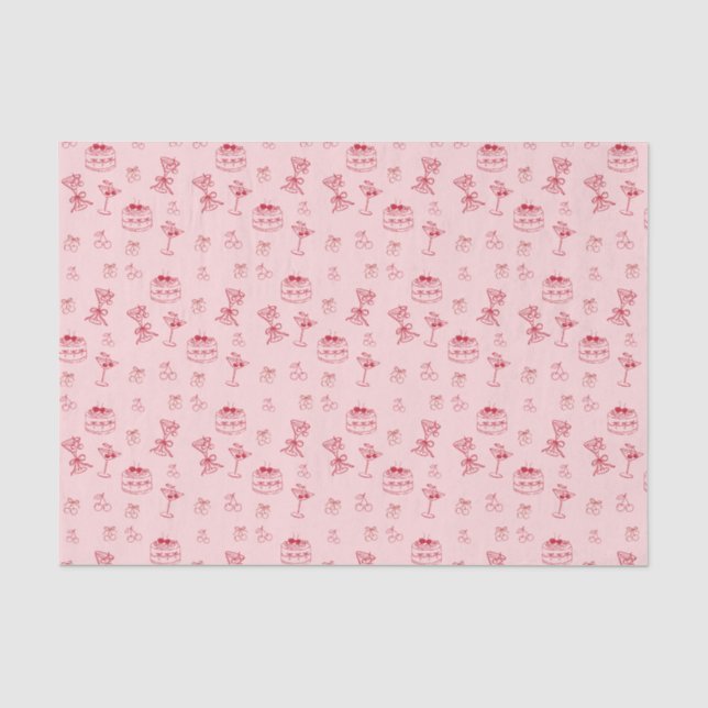 Papel De Seda Aniversário Cereja no Topo (Frente )