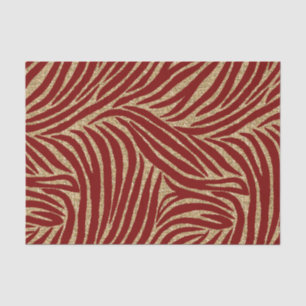 Papel De Seda Aniversário da Zebra Dourada Vermelha