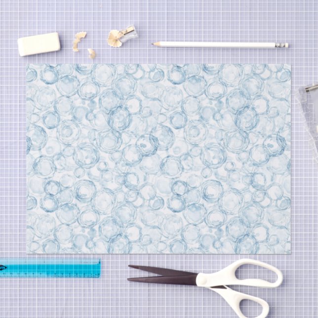 Papel De Seda Aniversário das Bolhas Azuis (Arte )