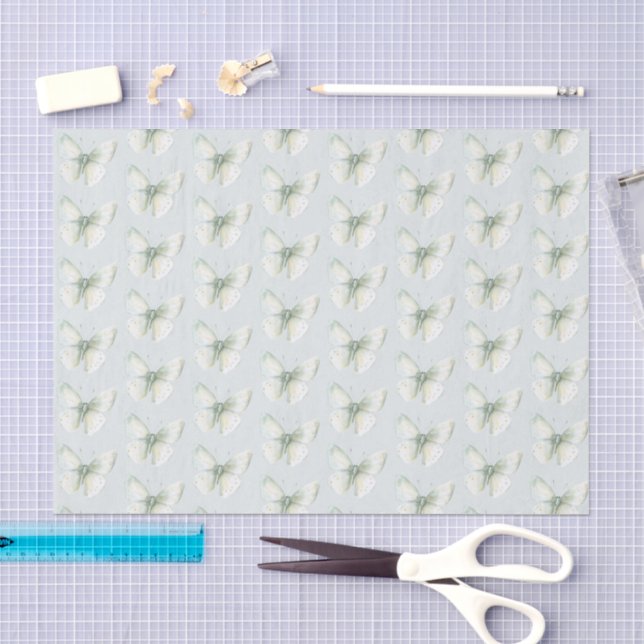 Papel De Seda Aniversário das Borboletas de Menta (Arte )
