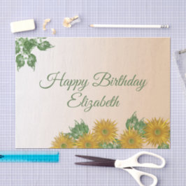 Papel De Seda Aniversário das Flores de Arte de Ouro Personaliza