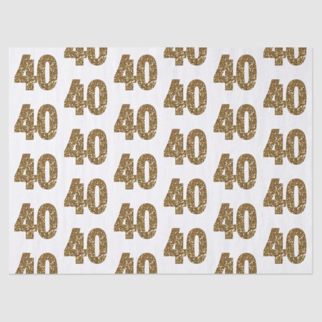 Papel De Seda aniversário de 40 anos de brilho Dourado (Frente )