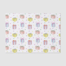 Aniversário de Aquarela Presente e Confetti