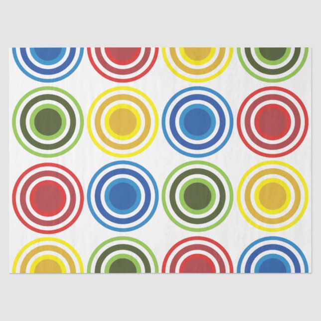Papel De Seda Aniversário de Círculos Concêntricos Coloridos (Frente )