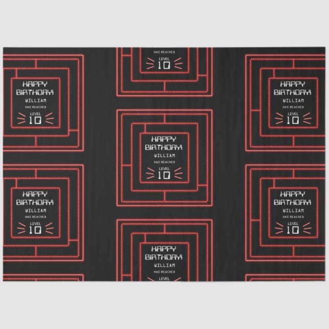 Papel De Seda Aniversário de criança Neon do Jogo de Vídeo com A (Frente )