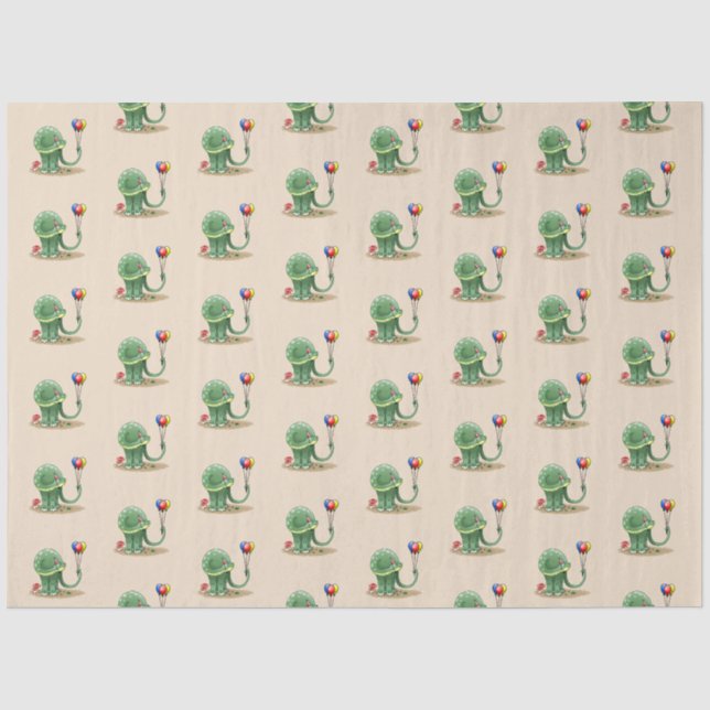 Papel De Seda Aniversário de Dinossauro e Balões (Frente )