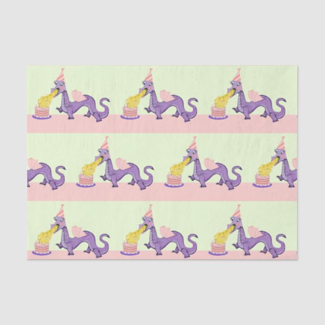 Papel De Seda Aniversário de Dragão Fofo (Frente )