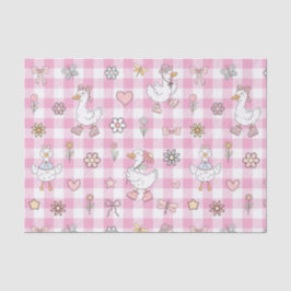 Papel De Seda Aniversário de Gingham Rosa-Rosa-bobo