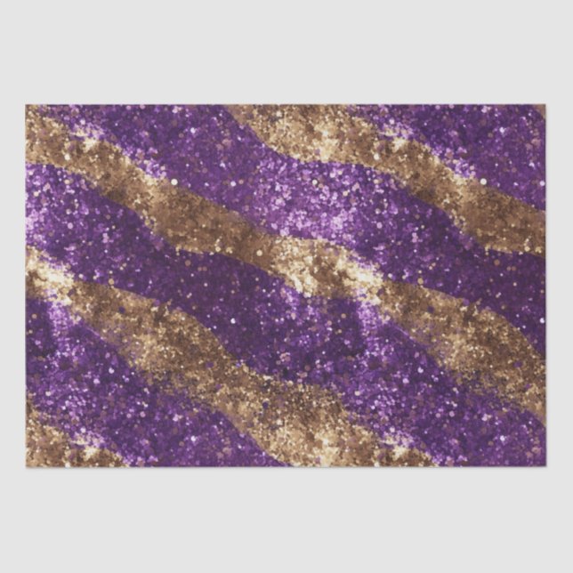 Papel De Seda Aniversário de Glitter Purple Dourado Sparkle (Frente )