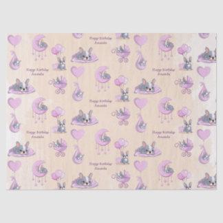 Papel De Seda Aniversário de menina bebê rosa Bulldog Francês Fo