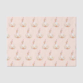 Papel De Seda Aniversário de Meninas Rosa Elegante Ganso Bobo