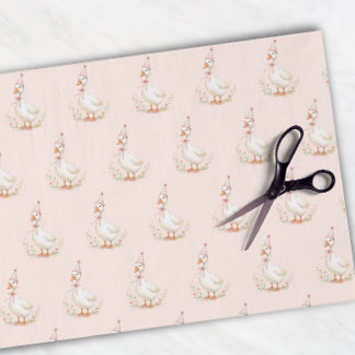 Papel De Seda Aniversário de Meninas Rosa Elegante Ganso Bobo