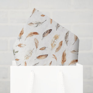 Papel De Seda Aniversário de Penas Boho Creme