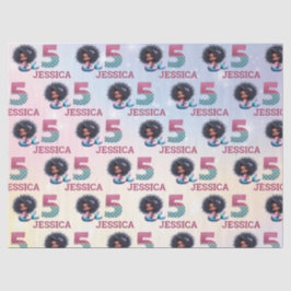 Papel De Seda Aniversário do 5 de Sereia Afro-Americano